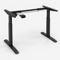 Cadre de bureau électrique noir réglable en hauteur avec commande à deux boutons et largeur ajustable pour postes de travail à domicile