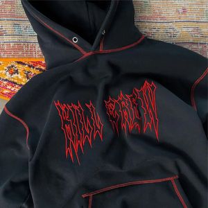 Pull de haute qualité pour hommes avec logo personnalisé en gros 100% coton sweats à capuche personnalisés avec broderie au point contrasté - Product Image 3