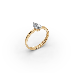Anillo Solitario de Diamante Cultivado en Laboratorio de 0.75 Tcw, Corte Pera, Claridad VS, Estilo Romántico para Compromiso, Estilo Hip-Hop - Product Image 4