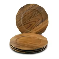 Eco-vriendelijke houten klassieke 3-delige gepolijste ronde bruilofts- en feestbordenset met aangepast patroon, op voorraad, halvemaanvormig.