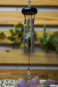 Black Wooden Top Home Decoration Transparent Crystal Mini Wind Chimes Wind Chimes Bell Garden Ornaments