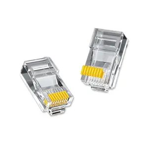 แผงเชื่อมต่อ RJ45ตัวผู้แบบมีสายป้องกันอีเทอร์เน็ต8P8C ส่งผ่าน CAT7ขั้วต่อ CAT6 CAT5E