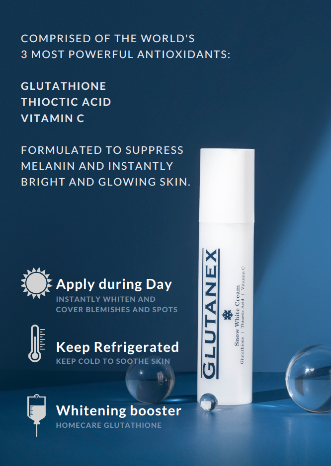 Glutanex Snow White Tone Facial Cream Vitamin C Thioctic Acid Glutathione-Korean Skin Care Brightening Anti-Aging Moisturizer