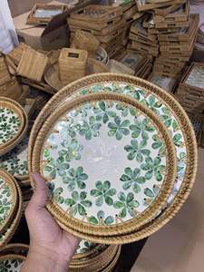 Bandeja de Ratán con Incrustaciones de Nácar, Decoración de Concha de Ratán Hecha a Mano para Mesa de Comedor, Vietnam, por 99 Gold Data - Ms Violet - Product Image 3