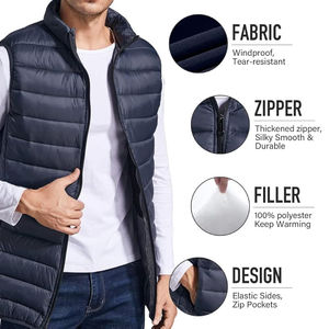 Hot Sale New Fashion Men's Padded Down <b>Puffer</b> Vest High Quality Super Warm Thick Winter <b>Jacket</b> Breathable With Best OEM - Product Image 3