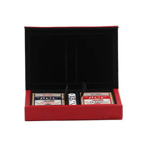 Boîte à cartes de poker en cuir véritable avec logo personnalisé, étui de haute qualité en cuir Crazy Horse pour jeu de cartes - Product Image 3