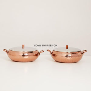 <b>Top</b> Trending Hotpot Pure Copper Serving Pot for Wedding Ceremony Dining Table Casseroles Copper Plated Shiny Polished Supply - Product Image 2