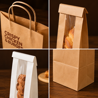 Sac en papier kraft brun de qualité alimentaire imprimé avec logo personnalisé, écologique, biodégradable, pour emballages à emporter, pain, en-cas, sandwichs