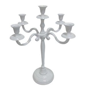 Décoratif pour la maison 5 bras bougeoir en métal revêtement en poudre blanche bougeoir pour décor de noël fait à la main - Product Image 1