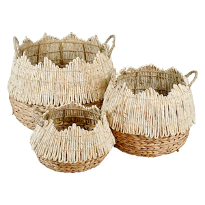 ตะกร้าเก็บของอเนกประสงค์รักษ์โลกจากผักตบชวาธรรมชาติ รูปทรงหอยเชลล์ สำหรับตกแต่งบ้าน ขนาดสั่งทำได้ MOQ ต่ำ ขายส่ง - Product Image 1