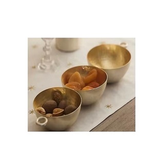 Bol en bois personnalisé avec poignées en métal pour oiseaux Bois naturel et métal Ustensiles de cuisine Fruits secs Dates Bol de table de forme ronde - Product Image 3