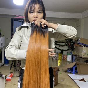 Perruque de cheveux humains, couleur orange noir ombré, faux cheveux humains, vierges, lisses, haute qualité, Extensions de cheveux - Product Image 6