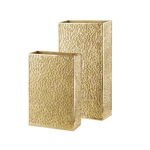 Florero de Metal martillado con acabado dorado, nuevo diseño, flores de aluminio, macetas decorativas, florero decorativo de escritorio para oficina - Product Image 1