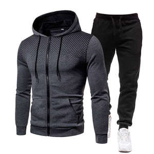 Wholesale Heavyweight Cotton <b>Plain</b> Mens Tracksuits Sweatsuit Custom Gym Jogger Two Piece Set - Product Image 2
