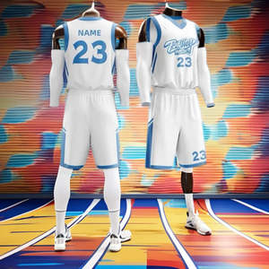 Ensemble de vêtements de basketball de qualité supérieure, directement de l'usine, logo imprimé en 3D, 100% polyester, respirant, séchage rapide, pour les sports d'hiver et d'été - Product Image 2