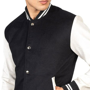 Nueva moda negra chaqueta Varsity de lana para hombre cuello alto estilo callejero Vintage Letterman diseño de béisbol a la venta - Product Image 6