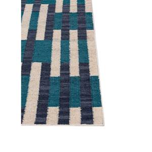 Alfombras de Lana con Diseño Geométrico Azul, Hechas a Mano, Tejido Plano, para Dormitorio/Sala de Estar, Rectangulares, para Pasillo, ADWL-13146, para Adolescentes - Product Image 4