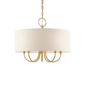 Lustre moderne en tissu de forme ronde Design moderne élégant Lampe suspendue en métal Décoration de lampe Lustre d'intérieur à LED Lampe - Product Image 1