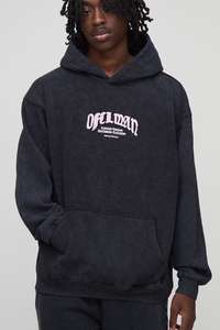 เสื้อฮู้ดผ้าฝ้ายโพลีเอสเตอร์โอเวอร์ไซส์สำหรับผู้ชายผ้าล้างออกเป็นกรดมีฮู้ดโอเวอร์ไซส์พิมพ์ลายบนหน้าจอแบบวินเทจ - Product Image 5