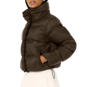 Best Design Women's <b>Crop</b> <b>Puffer</b> <b>Jacket</b> <b>Brown</b> Full Zip Hood Detachable <b>Puffer</b> <b>Jacket</b> Breathable Winter Women Down Outdoor <b>Jacket</b> - Product Image 3