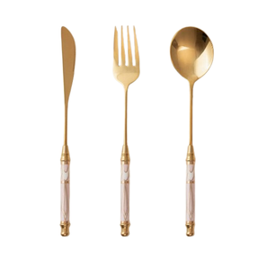 Juego de cubiertos de acero de cresta de Metal con acabado antiguo con espejo decorativo real hecho a mano para cocina casera - Product Image 4