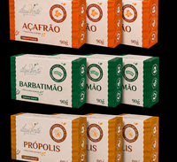 Kit de savons végétaliens écologiques naturels Alquiverde (lot de 9) - Savon au safran Barbatimao & Propolis - Ensemble de soins corporels