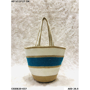 Designer Handcrafted Ladies Jute and Cotton Multi-Color <b>Evening</b> <b>Bag</b> Fashionable Handmade Multi-Use Summer Beach Purse - Product Image 3