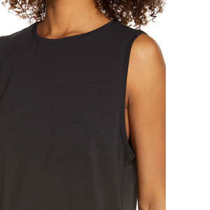 Camiseta sin Mangas Casual de Verano para Mujer, Talla Grande, Color Sólido, Transpirable, Material de Fibra de Bambú, Cuello Redondo - Product Image 4