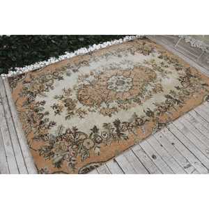Tapis turc vintage 4,9x7,4 pi (150x226 cm), tapis en laine abstrait marron - Product Image 1