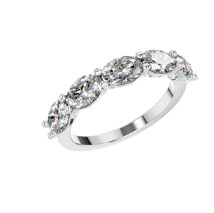 Fancy Lab Grown Moissanite Half Eternity Band Ring IGI Certificado 2,19 Carat Forma ovalada Chapado en oro amarillo Ajuste de punta fina - Product Image 4