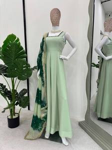 Diseñador indio y pakistaní hermoso pesado Dupatta vestido largo con elegante seda Kurti vestido traje tela - Product Image 2