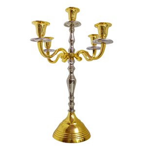 La mejor calidad, el último diseño real, acabado en oro brillante en candelabro de 5 brazos, tamaño personalizado para mesa de boda - Product Image 4