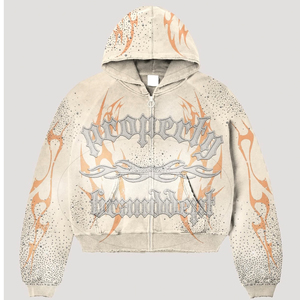 เสื้อฮู้ดซิปแบบมีซิปเต็มตัว ปี 2026 สำหรับงานปักและงานพิมพ์, เสื้อฮู้ดพิมพ์ลายด้วยเทคนิค DTG, เสื้อฮู้ดประดับคริสตัลแบบมีซิปเต็มตัว แฟชั่น - Product Image 1