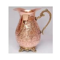 Carafe à eau en cuivre au design élégant avec poignée pour hôtel, restaurant, maison, fête, mariage, par Crescent Crafts