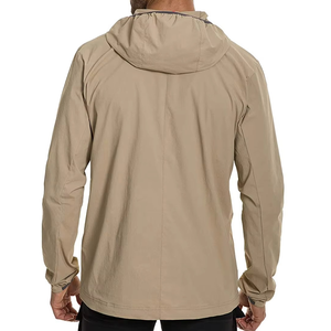 Veste Safari Homme Beige à Capuche et Fermeture Éclair Partielle, Coupe-Vent et Imperméable, avec Fermeture Éclair Verte, pour Tenue Formelle d'Extérieur Automne, en Cachemire - Product Image 6