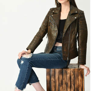 Chaqueta de cuero de estilo vintage con cierre de cremallera frontal Chaqueta de cuero real de moda para las estaciones de invierno - Product Image 4