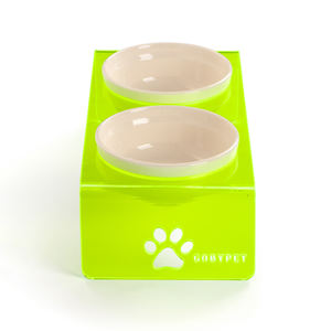 ชามอาหารสัตว์เลี้ยงแบบพกพา 2 ช่อง ทำจากอะคริลิกกันน้ำ พร้อมจานเซรามิกขนาดใหญ่ ดีไซน์ทันสมัย โปร่งใส สำหรับแมวและสุนัข - Product Image 5