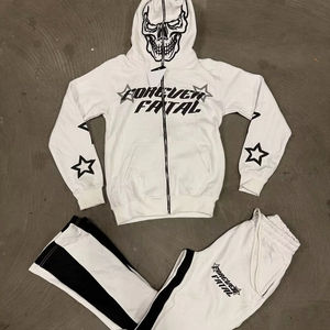 Personalizado al por mayor para hombre Joggers y Sudadera con capucha conjunto de dos piezas cremallera completa Sudadera con capucha Trajes Set Hombres Gimnasio Entrenamiento Zip up Hoodies Set - Product Image 1