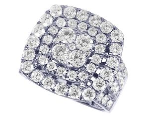 S925 Sterling Silver With Round Cut Moissanite Diamond Studded Luxury <b>Iced</b> out Fancy Wedding Wear <b>Ring</b> Gift For Women - Product Image 3
