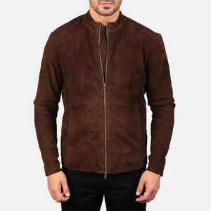 Chaqueta de cuero de diseño Premium de buena calidad marrón para hombre chaqueta de cuero de jinete de oveja original personalizada - Product Image 1