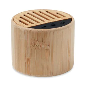 Altavoz Inalámbrico Redondo de Bambú Lux, Gadgets Sostenibles para Fiestas, Producto Promocional - Product Image 1