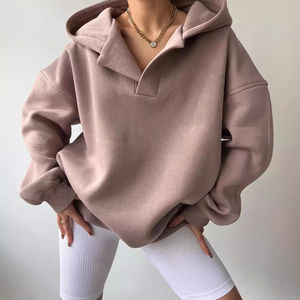 Women hoodie <b>vintage</b> <b>oversized</b> cotton pullover with soft warm fleece lining for trendy autumn and winter casual outfits - Product Image 3