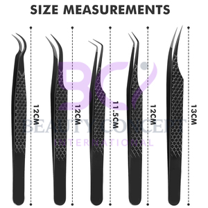 Custom Logo Plasma Black Curved Volume Eyelash Tweezer Set 45 90 Degree Volume Fiber Tip Lash Tweezers for Eyelash Extension - Product Image 5