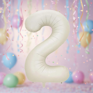 Globos de Fiesta Color Crema Número 2, 100 cm, Bolsa de 12 Unidades - Product Image 3