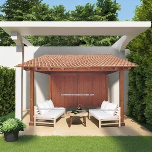 Pavillon d'extérieur en teck massif, pergola en bois, gazebo au design moderne, écologique, installation facile, imperméable, mobilier de jardin pour barbecue - Product Image 2
