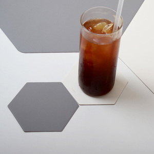 [FENICE] COASTER PLANO (REDONDO 100*100mm PEBBLE 125*95mm HEXAGONAL 105*105mm CUADRADO 100*100mm) COASTER Premium ECO Leather - Product Image 4