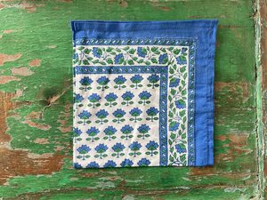 Organic Indian Cotton Square Bandana <b>Scarf</b> Foulard Neckerchief Necktie Face Mask Hijab Handmade Vintage Flower Breathable - Product Image 5