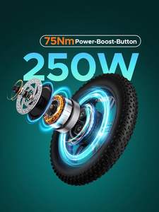 Vélo électrique pour hommes EBike 204 Pneus larges Batterie 48V 13Ah Moteur 250W 7 vitesses Écran LCD 25 km/h Autonomie jusqu'à 120 km - Product Image 4