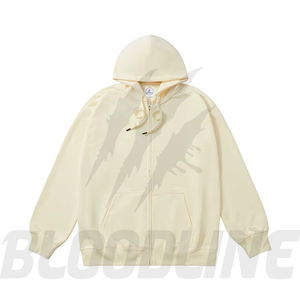 Sweat-shirt unisexe noir à capuche zippé, coupe classique, couleur unie, décontracté, en molleton bouclette, avec poche avant, pour l'hiver, 100 % coton - Product Image 3