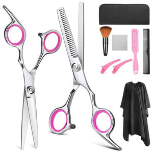 Ensemble de ciseaux de coiffure en acier inoxydable doré avec ciseaux à effiler et rasoir droit pour usage en salon, kit de barbier - Product Image 6